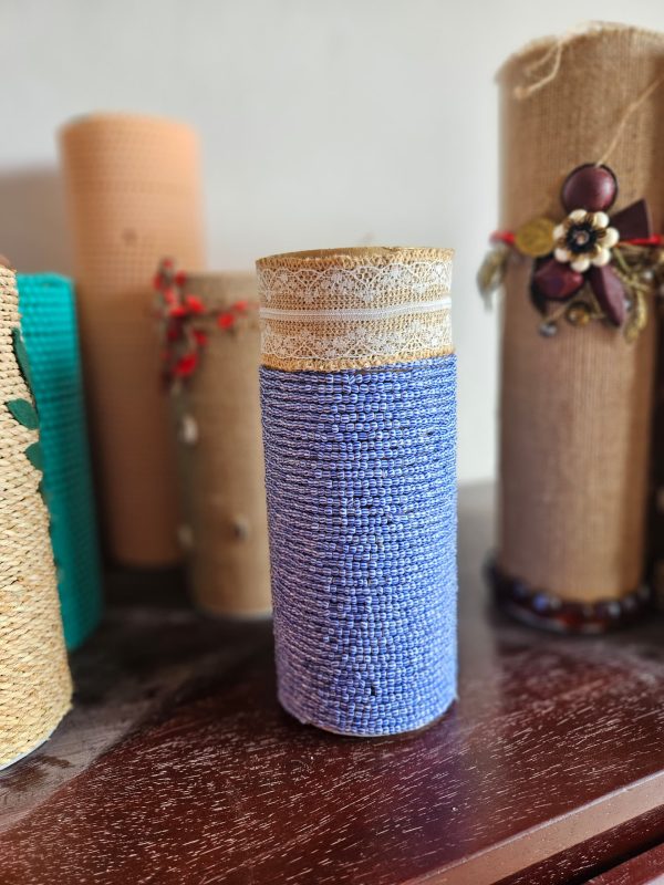 decoration 7 Vase Bleu Dentelle